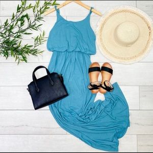 ⭐️Teal Gathered Waist Maxi Dress